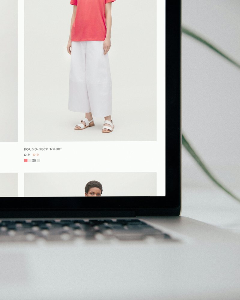 Laptop screen showing an online store product page